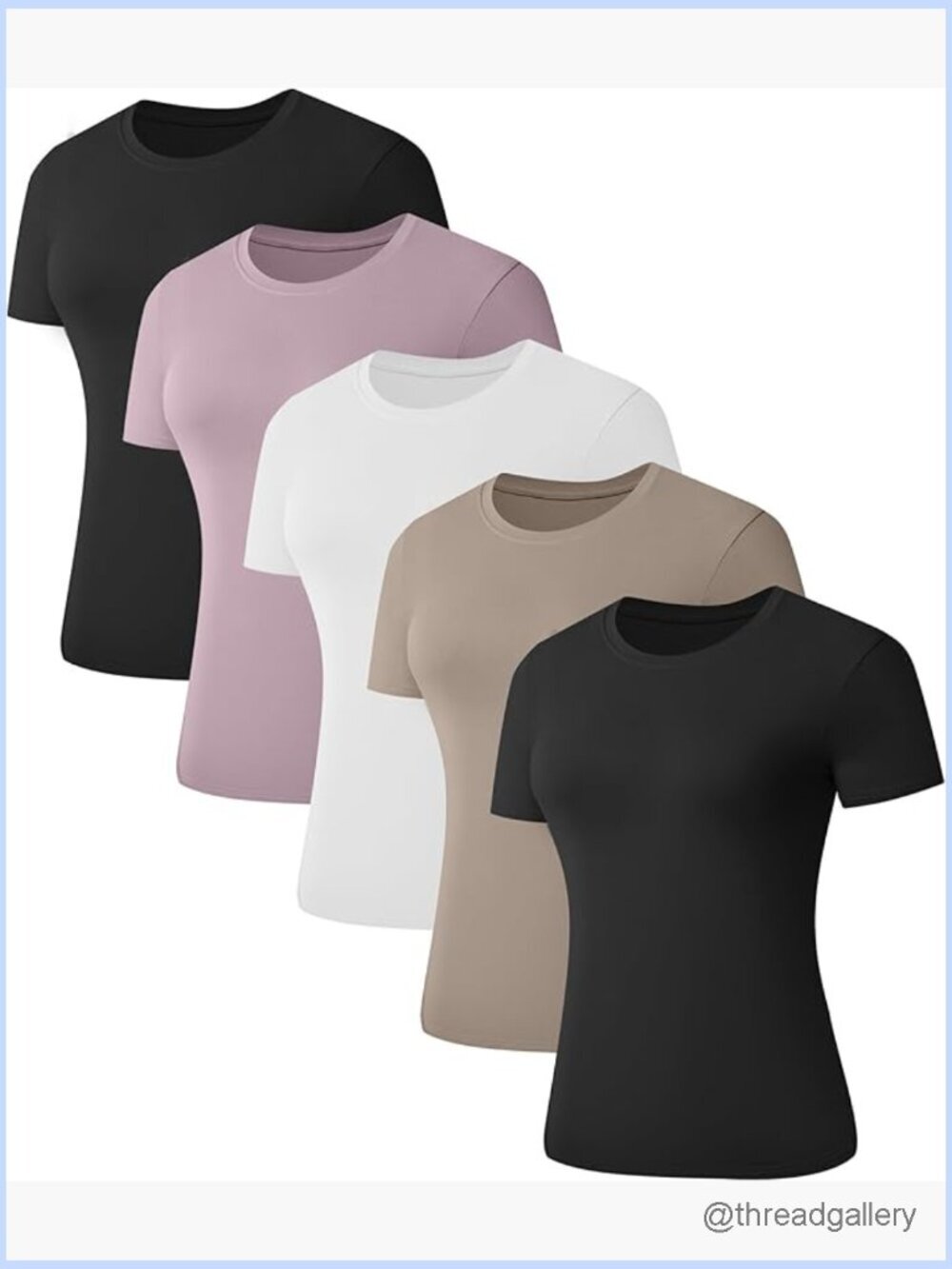 5 Pack Short Sleeve Crew Neck T-Shirts, Slim Fit Basic Tees for Workout